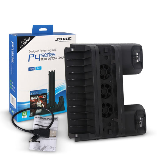 PS4/PS4 Slim/PS4 Pro Vertical Cooling Stand Dual Controller Station Charger Game Storage Cooling Fan For SONY Playstation 4-0